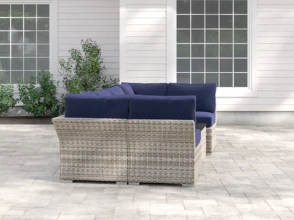 Wicker Sectional Sofa With Cushions And Table