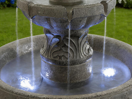 3 Tier Outdoor Garden Fountain With LED Lights - Gray