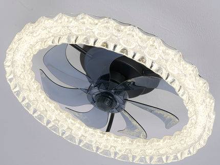 LED Light Source And Remote Control, 3000 - 6500K Dimmable Flush Mount LED Fan Light, 6 Speeds, Quiet DC Motor - Matte Black