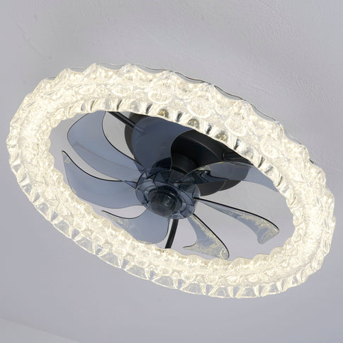 LED Light Source And Remote Control, 3000 - 6500K Dimmable Flush Mount LED Fan Light, 6 Speeds, Quiet DC Motor - Matte Black