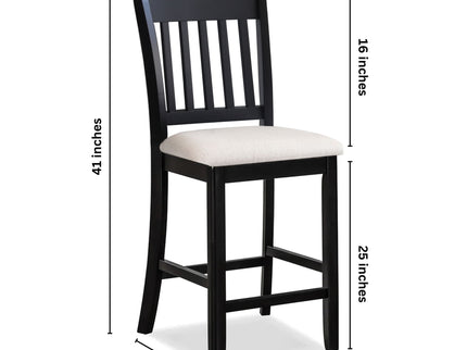 Transitional Rubberwood Dining Room Chairs (Set of 2) With Slatted Back - Black