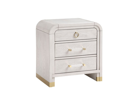 Malco - Nightstand With Spacious Drawer And Gold Metal Fluted Detailing - Black White