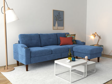 3 Seater Convertible Combination L Shaped Sofa With Footstools With Storage