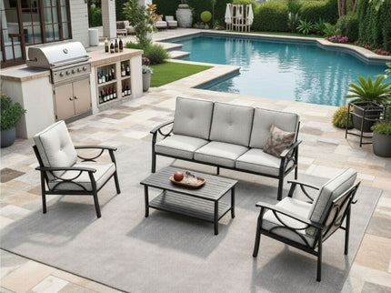 Patio Furniture Set With Coffee Table And Cushions For Backyard
