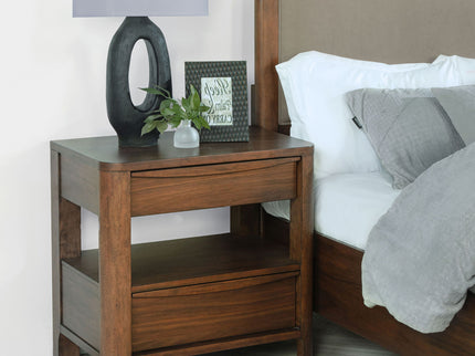 Verona - 2 Drawer Bedside Table With Hidden Storage - Walnut