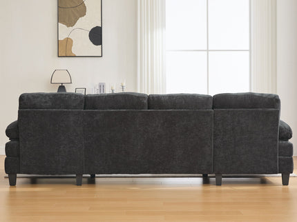 U-Shaped Sectional Sofa 103.5" Fabric Couch With Dual Chaise Lounges, Storage Pockets, Armrest Pillows