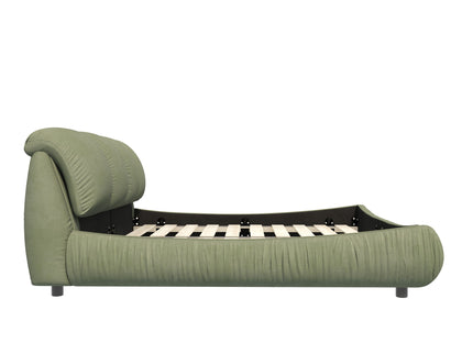 Luxury Upholstered Platform Bed With Oversized Padded Backrest And Solid Wood Frame