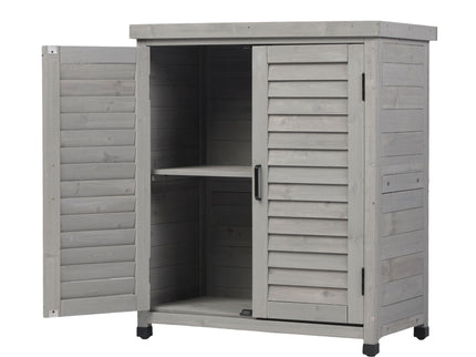 Potting Bench With Storage Cabinet And Metal Table Top For Outdoor