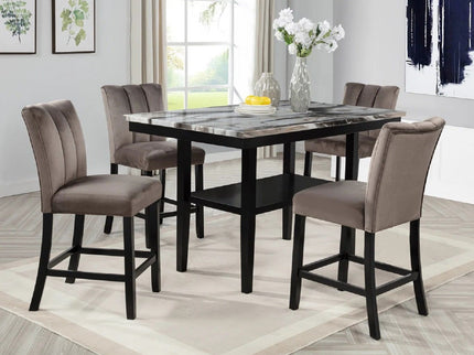 5 Piece Counter Dining Set With Table, Chairs - Black / Brown