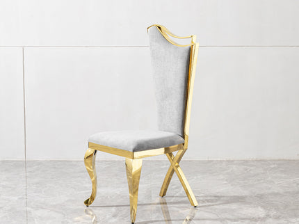 Gorgeous Streamlined High Back Fabric Stainless Steel Dining Chair (Set of 2) - Gold / Gray