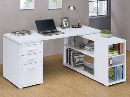 Tona - L-Shape Computer Desk With 3 Drawers And 5 Shelves