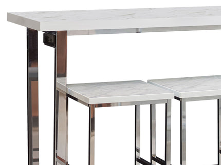 Ledesma - 4 Piece Counter Height Dining Set And Built In Power Unit - White Marble