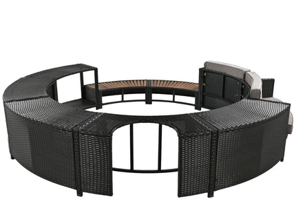 Spa Surround Spa Frame Patio Rattan Sofa Set With Storage Spaces, Mini Sofa And Comfortable Cushion For Patio, Backyard