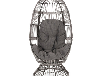 Patio Swivel Basket Egg Chair With Cushion