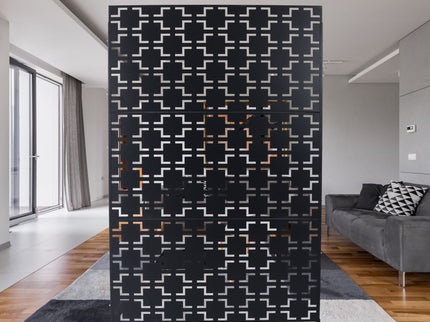 Outdoor / Indoor Privacy Screen Metal Privacy Screen, Freestanding Decorative Privacy Screen For Deck Balcony Patio - Black
