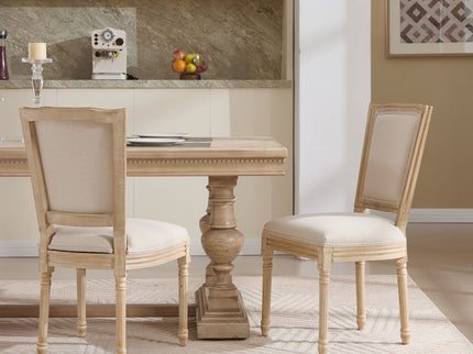 Dining Chairs Upholstered With T - Shaped Back (Set of 2) - Beige