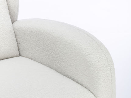 Teddy Fabric Rocking Chair With Packet Wood Legs - Ivory