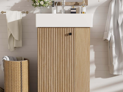Bathroom Vanity With Sink, Freestanding Wood Grain Cabinet With Storage