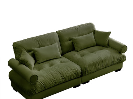 Modern Sofa With Bolstered Armrests And Pillows