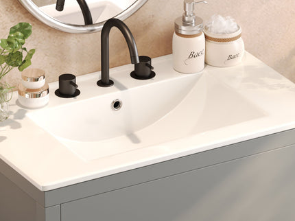 Freestanding Bathroom Vanity With Ceramic Sink, 2 Full Extension Drawers