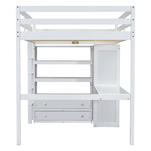 Loft Bed With Built In Wardrobe, Desk, Shelves And Drawers