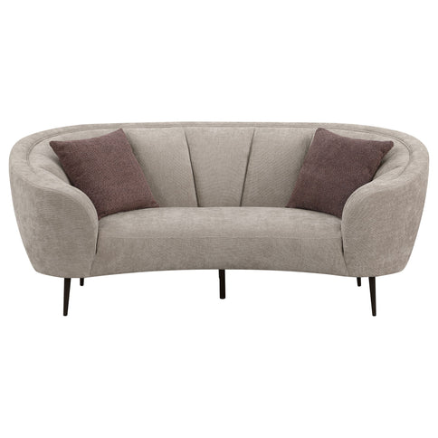 Saanich - Upholstered Curved With Plump Accent Pillows - Beige
