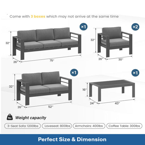 Outdoor Patio Set All-Weather With Thick Cushions