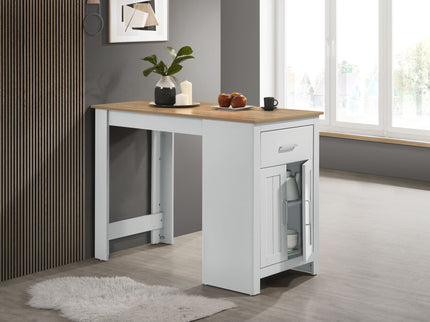 Alonzo - Small Space Counter Height Dining Table With Cabinet, Drawer, And 2 Ergonomic Counter Stools (Set of 3)