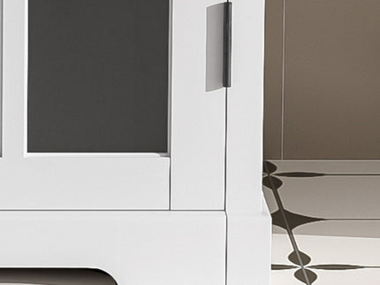 Modern Bathroom Vanity With Ceramic Sink, Tempered Blurred Glass Doors