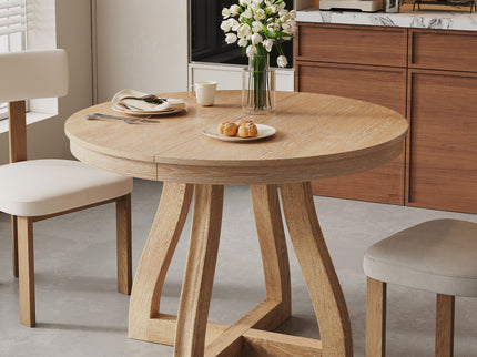 Round Extendable Dining Tabl, Middle Leaf, Curved Legs
