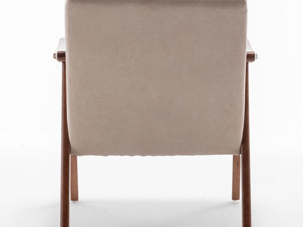 Mid Century Modern Accent Chair With Solid Wood Frame And Extra Thick Backrest