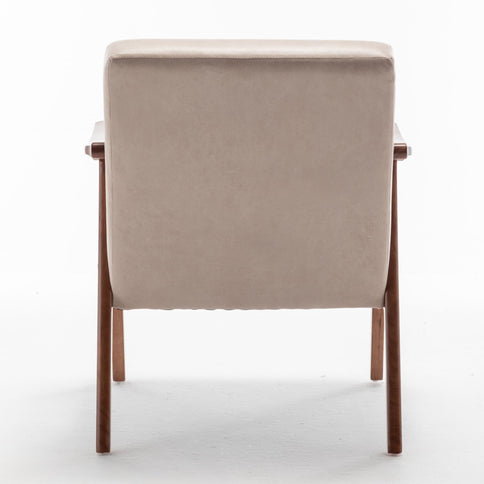 Mid Century Modern Accent Chair With Solid Wood Frame And Extra Thick Backrest
