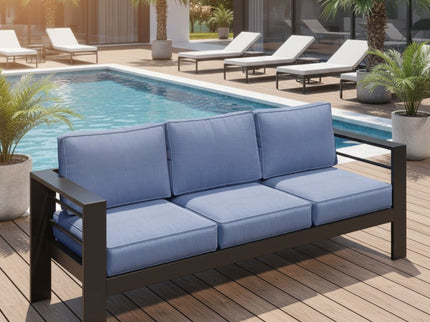 All-Weather Patio Sofa With Cushions, 3 Seat Outdoor Couch