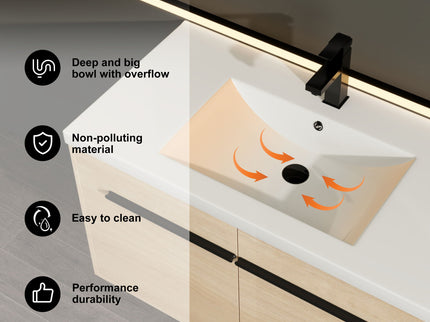 Bathroom Vanity Set With Resin Countertop Sink, 2 Doors