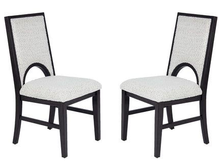 Upholstered Dining Chairs With Arched Cutout Backrest (Set of 2) - Black / White