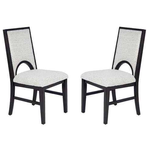 Upholstered Dining Chairs With Arched Cutout Backrest (Set of 2) - Black / White