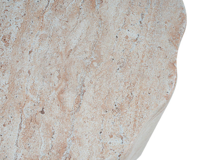 Elegant Indoor / Outdoor Lightweight Concrete Side Table With Travertine - Beige