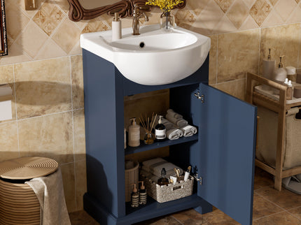 Bathroom Vanity With Bulged Sink, Cabinet, Soft-Close Door, Freestanding Single Unit