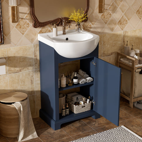 Bathroom Vanity With Bulged Sink, Cabinet, Soft-Close Door, Freestanding Single Unit