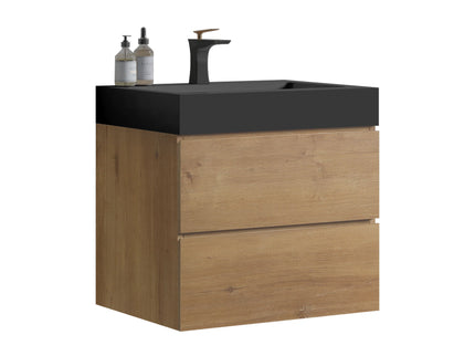 Alice - Natural Oak Bathroom Vanity With Sink, Large Storage Wall Mounted Floating Bathroom Vanity For Modern Bathroom, One-Piece Sink Basin Without Drain
