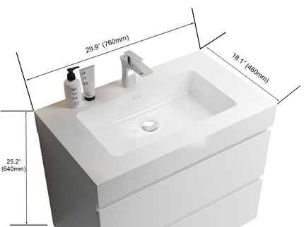 Alice - Bathroom Vanity With Large Storage, Sink Wall Mounted Floating Bathroom Vanity For Modern Bathroom, One-Piece Sink Basin Without Drain And Faucet