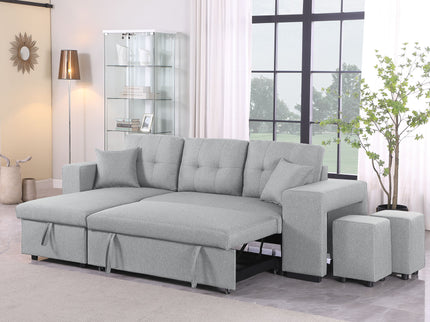 Daniel - Upholstered Reversible Sectional With Pull Out Loveseat - Light Gray
