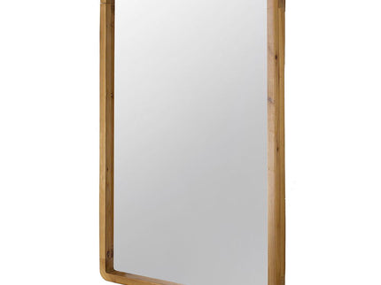 Rectangle Wood Mirror, Farmhouse Wall Decor For Living Room Bedroom Entryway - Brown