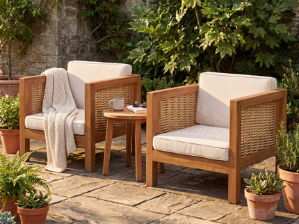 Outdoor Club Chair With Wicker Armrest