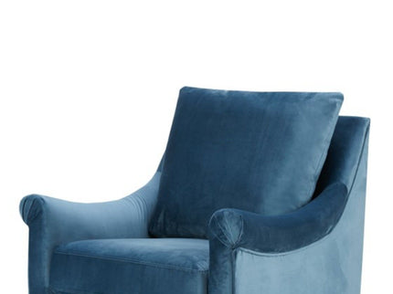 Swivel Chair With Curved Arms And Straight Back - Blue