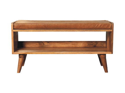 Solid Wood Bench With Upholstered Sea