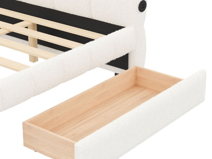 Upholstered Platform Bed With USB Charging And 2 Storage Drawers