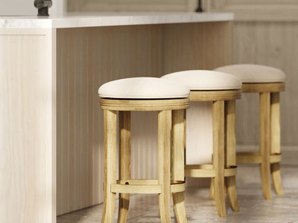 Backless Swivel Stool With Upholstered Seat