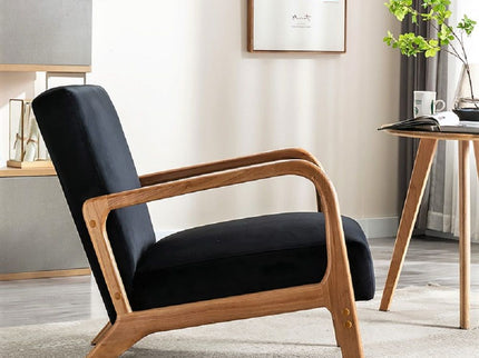 Classic Mid-Century Modern Accent Chairs, Open Framed Armchair With Cushioning