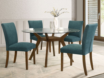 Flynn - Round Glass Top Dining Table - Brown
